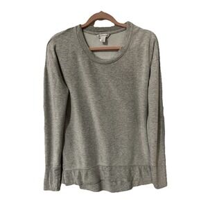 Athleta Coaster Luxe Sweatshirt Heathered Grey Modal Blend Thumbholes Size MT